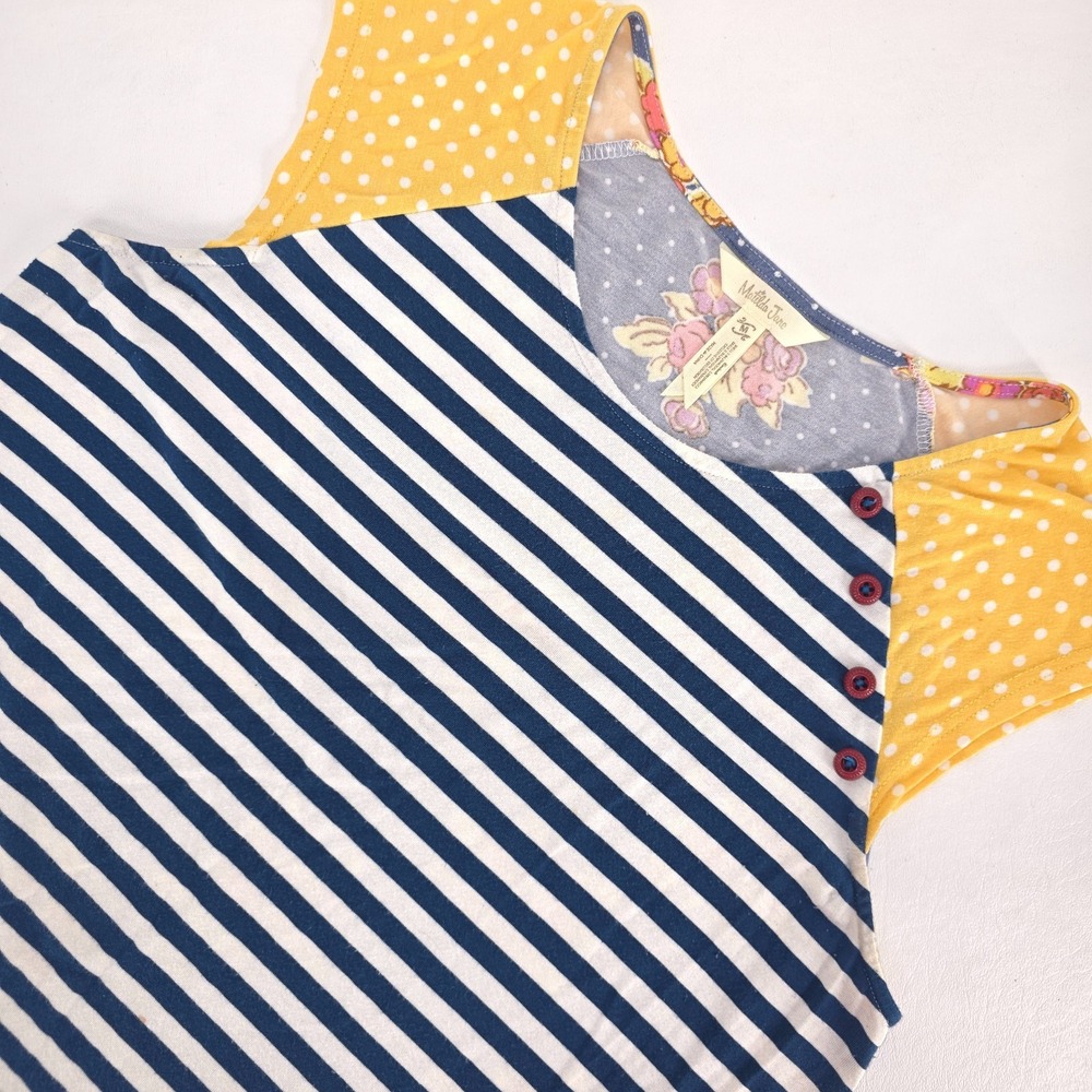 Matilda Jane Team‎ Captain Top Womens Medium Striped Floral Polka Dot Patchwork